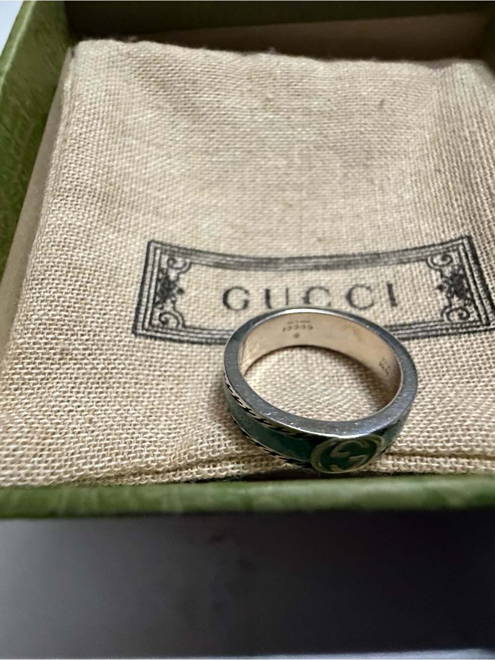 Gucci Silver Band Ring with Turquoise Inlay - Picture 10 of 10